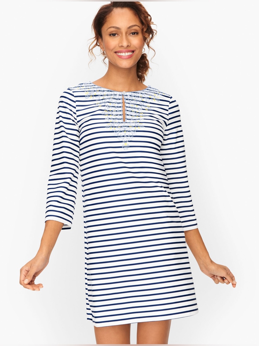 Talbots x Cabana Life Striped Swim Cover-Up Dress UPF 50+
